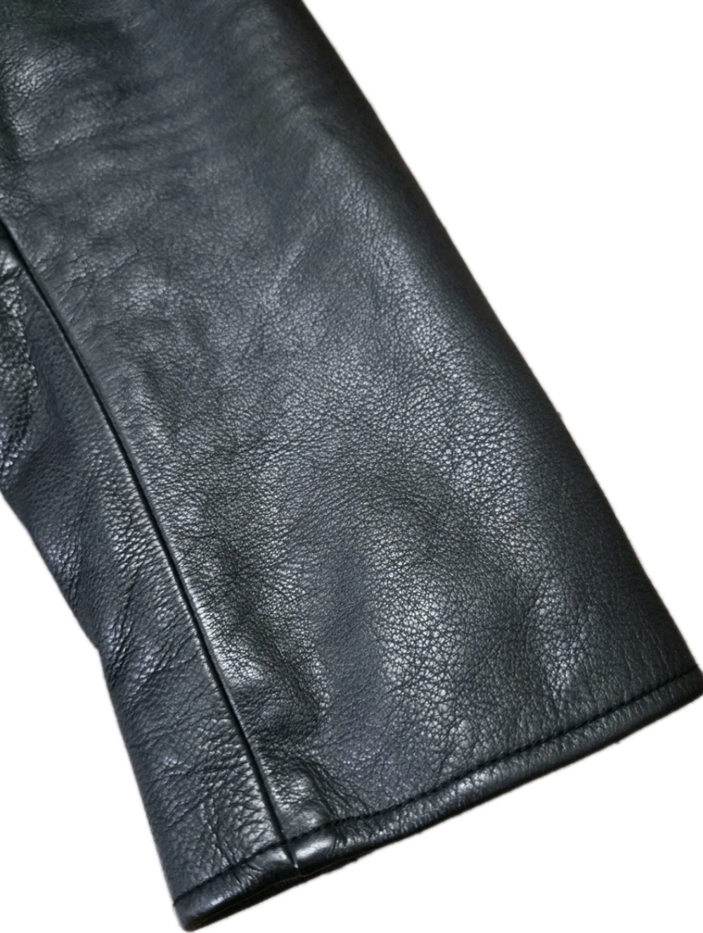 GAP Black Peebled Leather Biker Jacket Size L. - Picture 7 of 15
